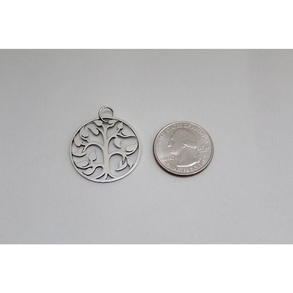Sterling Silver Openwork Tree of Life Charm, Silver Openwork Tree of Life Charm - Picture 3 of 4
